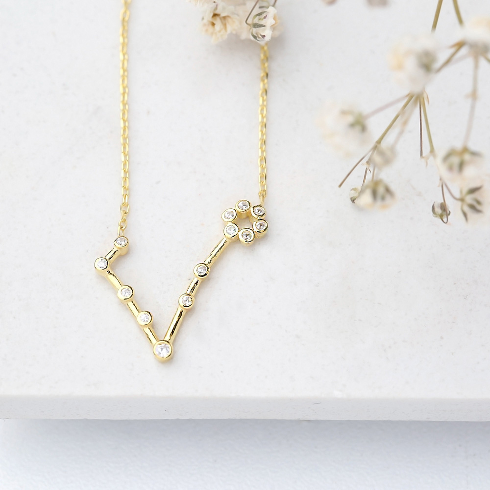 Zodiac Pisces Necklace Turkish Handmade 925 Sterling Silver Jewelry