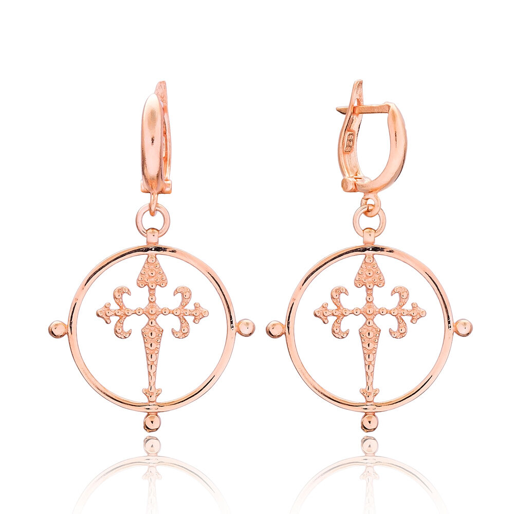 Sterling Silver Gothic Cross Earring Wholesale Handcrafted Turkish 925 Silver Sterling Jewelry