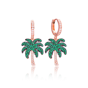 Palm Tree Dangle Earrings Wholesale 925 Sterling Silver Jewelry