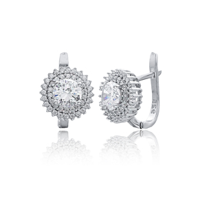 Silver Diamond Style Dainty Earring Wholesale Handmade Turkish Sterling Silver Jewelry