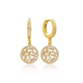 Zircon Baguette Elegant Dangle Earring Turkish Wholesale 925 Sterling Silver Jewelry