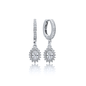 Dainty Diamond Style Zircon Dangle Earring Wholesale Turkish 925 Sterling Silver Jewelry