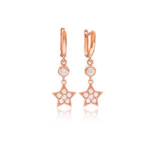 Elegant Star Design Dangle Earrings Wholesale Turkish 925 Silver Sterling Jewelry