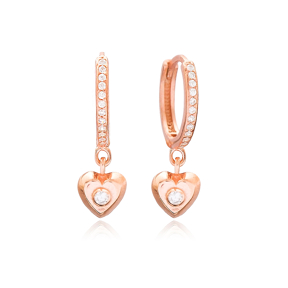 Heart Design Minimal Dangle Earrings Wholesale Turkish 925 Sterling Silver Jewelry