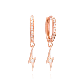 Elegant Lightening Design Dangle Earrings Wholesale Turkish 925 Sterling Silver Jewelry
