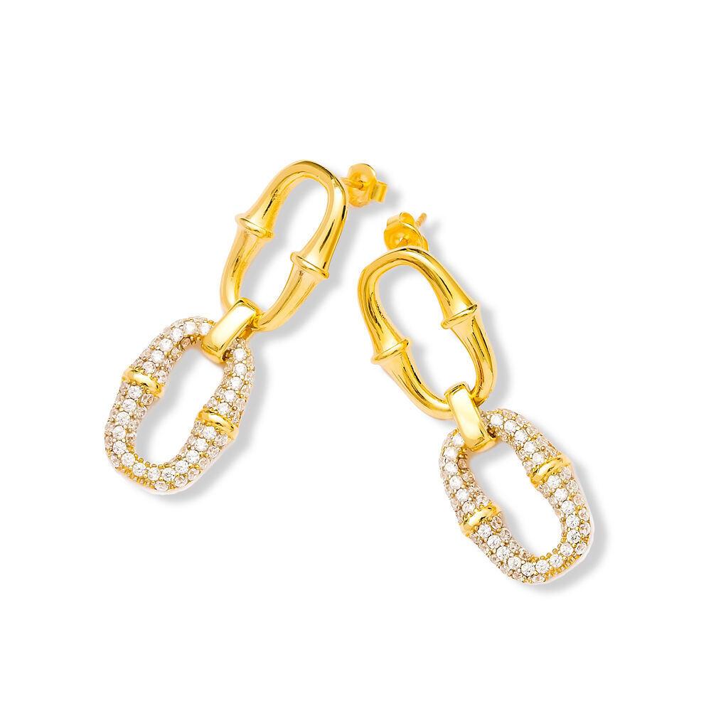 Chain Ring Shape Stud Earrings Wholesale Turkish Sterling Silver Jewelry