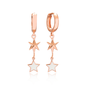 Star and North Star Design Turkish Wholesale Handmade 925 Sterling Silver Dangle Earrings
