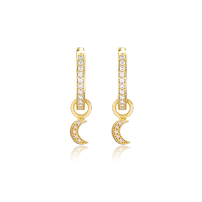 Moon Design Dangle Earrings Handmade 925 Sterling Silver Jewelry
