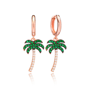 Palm Tree Dangle Earring Turkish Wholesale Handmade 925 Sterling Silver Jewelry