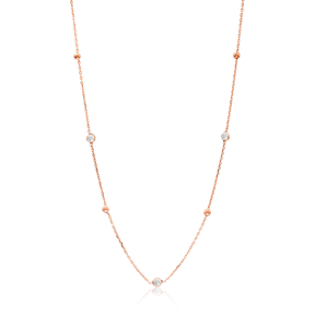 Rose Gold Plated Zircon Wholesale Handcrafted 925 Silver Necklace