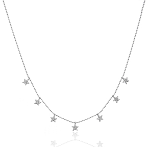 Minimalist Star Design Shaker Turkish Wholesale Handcrafted Silver Zirconia Stone Necklace