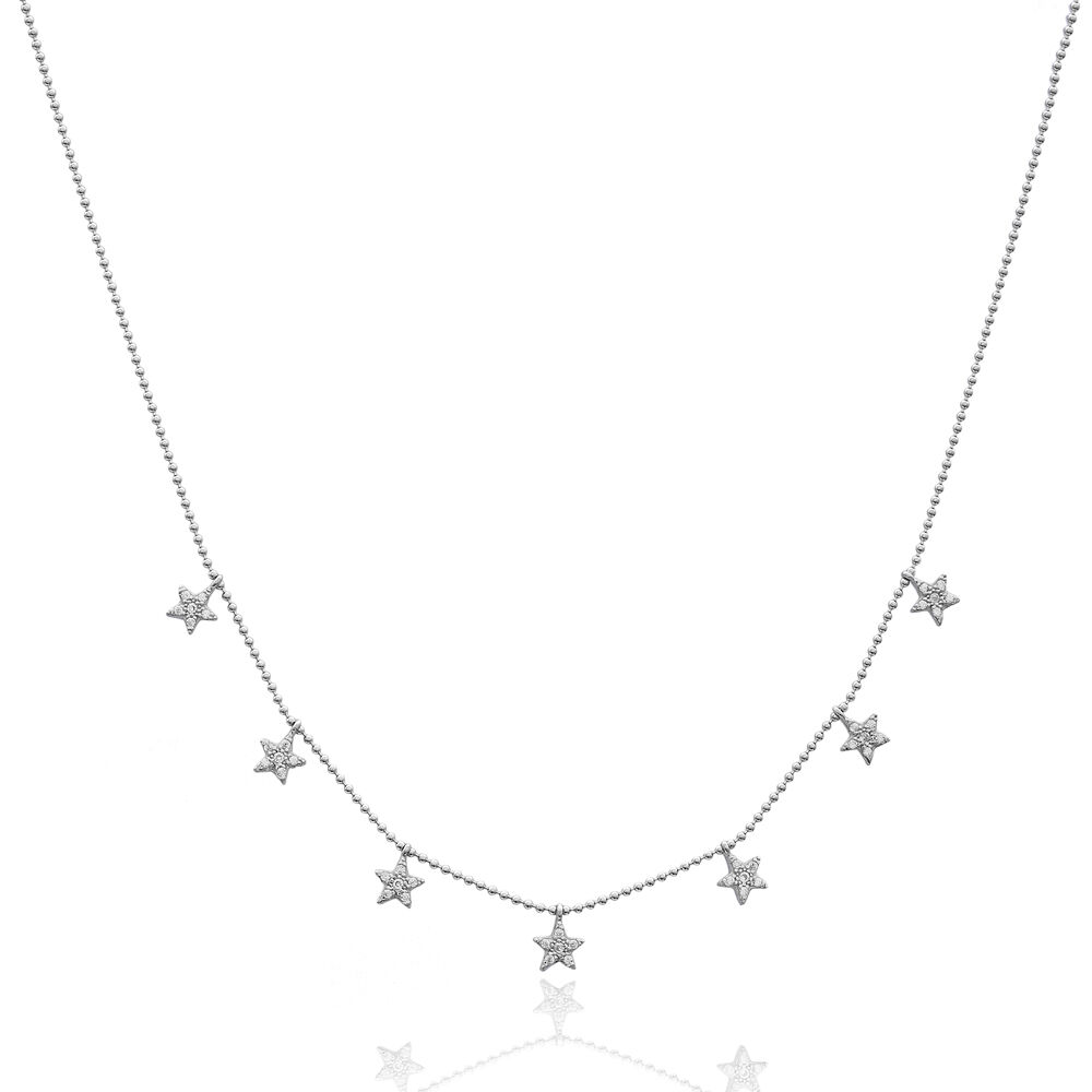 Minimalist Star Design Shaker Turkish Wholesale Silver Necklace Jewelry