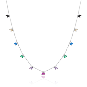 Minimalist Colorful Design Turkish Wholesale Handcrafted 925 Silver Necklace