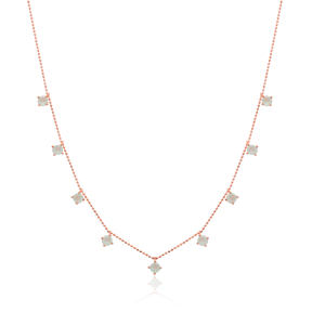 Minimalist Rounded Quartz Design Turkish Wholesale Handcrafted 925 Silver Necklace