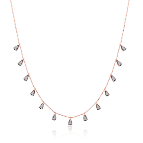 Minimalist Black Zircon Stone Design Turkish Wholesale Handcrafted 925 Silver Necklace