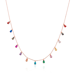 Minimalist Colorful Design Turkish Wholesale Handcrafted 925 Silver Necklace