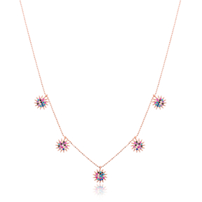 Minimalist Rainbow Sun Design Turkish Wholesale Handcrafted 925 Silver Necklace