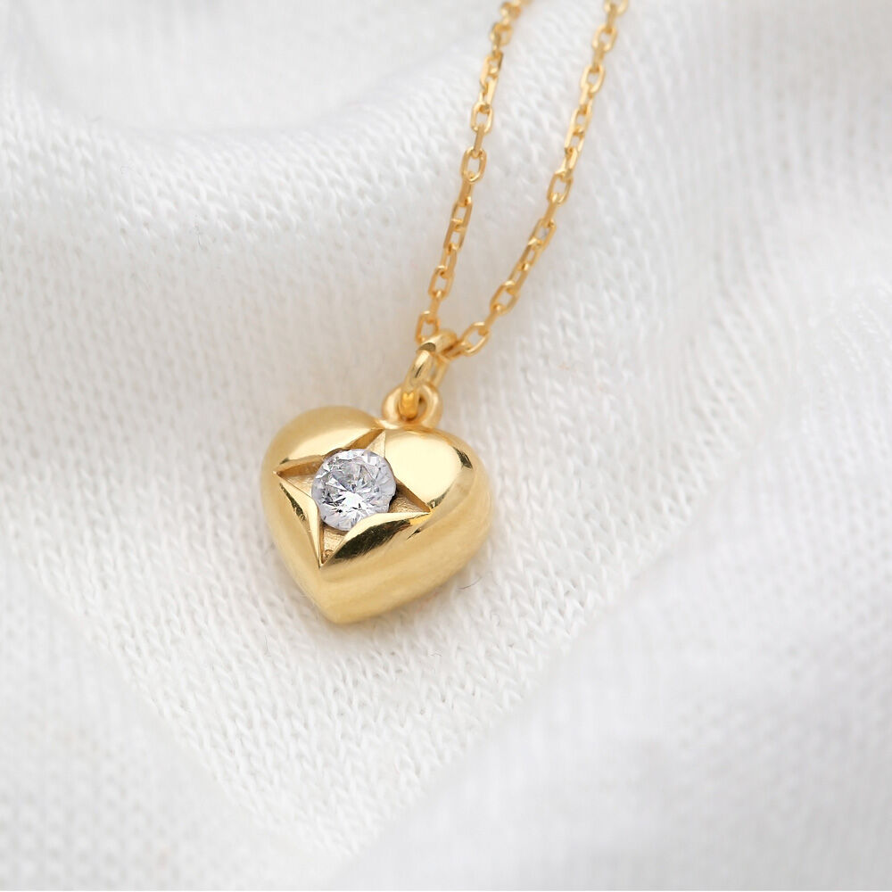 Heart Charm Design Pendant Turkish Handmade 925 Sterling Silver Jewelry
