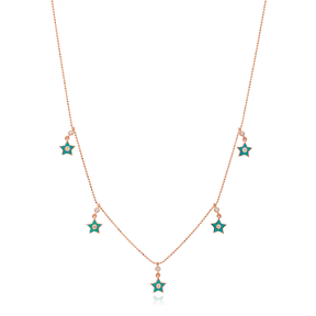 Turquoise Enamel Star Charm Jewelry Wholesale Handmade 925 Silver Sterling Necklace