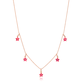 Pink Enamel Star Charm Jewelry Wholesale Handmade 925 Silver Sterling Necklace