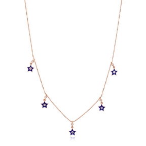 Blue Enamel Star Charm Jewelry Wholesale Handmade 925 Silver Sterling Necklace