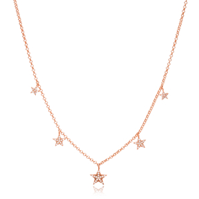 8x8 mm Size Star Design Charm Shaker Necklace Wholesale Turkish Handcrafted 925 Silver Jewelry