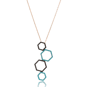 Hexagon Design Turkish Wholesale Sterling Silver Pendant Jewelry