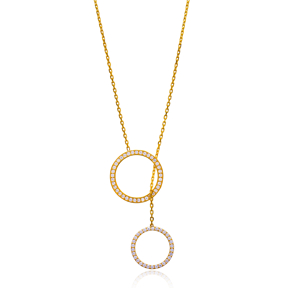 Open Circle Y Necklace In Turkish Wholesale 925 Sterling Silver