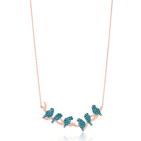 Turquoise Birds Necklace Wholesale Handmade 925 Silver Sterling Jewelry