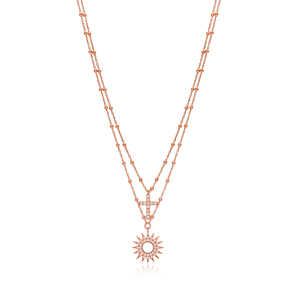 Sun And Cross Design Pendant Turkish Handmade Wholesale 925 Sterling Silver Jewelry