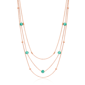 Layered Trendy Color Turkish Fashion 925 Sterling Silver Necklace