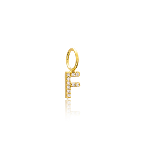F Letter Charm Pendant Wholesale Handmade Turkish 925 Silver Sterling Jewelry With Hole Ø7 mm