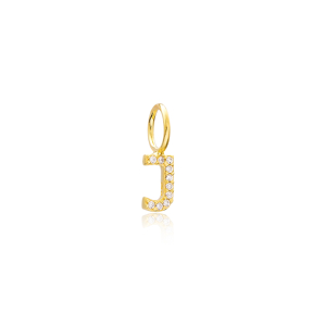 J Letter Charm Pendant Wholesale Handmade Turkish 925 Silver Sterling Jewelry  With Hole Ø7 mm