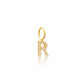 R Letter Charm Pendant Wholesale Handmade Turkish 925 Silver Sterling Jewelry With Hole Ø7 mm