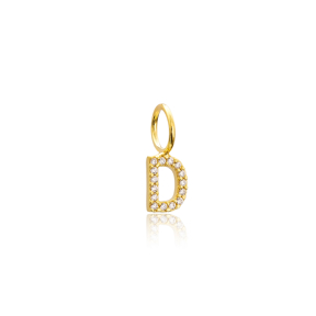 D Letter Charm Pendant Wholesale Handmade Turkish 925 Silver Sterling Jewelry With Hole Ø7 mm