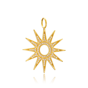 Sun Charm Wholesale Handmade Turkish 925 Silver Sterling Jewelry With Hole Ø7 mm