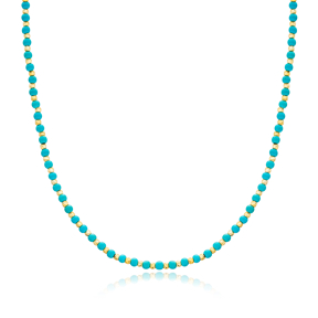 Turquoise Stone Turkish Wholesale Handmade 925 Sterling Silver Choker Necklace