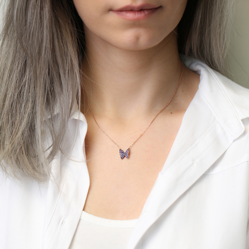 Butterfly Design Turkish Handmade Jewelry 925 Sterling Silver Pendant