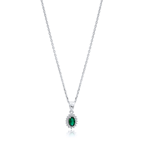 Emerald Stone Dainty Design Pendant Handmade Wholesale 925 Sterling Silver Jewelry