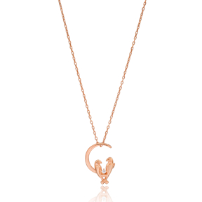 Moon and Birds Charm Turkish Wholesale 925 Sterling Silver Jewelry