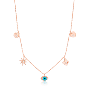 Minimalist Shaker Heart Lily Flower Evil Eye Pendant Turkish Wholesale 925 Sterling Silver Jewelry