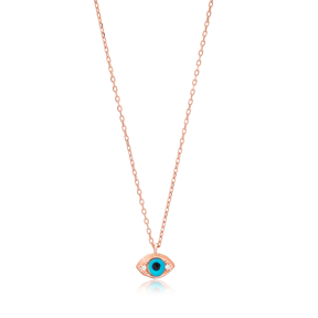 Turkish Evil Eye Design Minimalist Necklace Wholesale Sterling Silver Jewelry