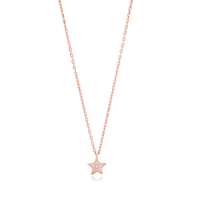 Enamel Minimalist Star Design Pendant Turkish Wholesale 925 Sterling Silver Necklace Jewelry