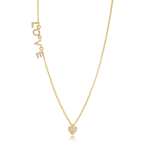 Heart Design Love Letter Pendant Turkish Wholesale Handmade 925 Silver Sterling Necklace