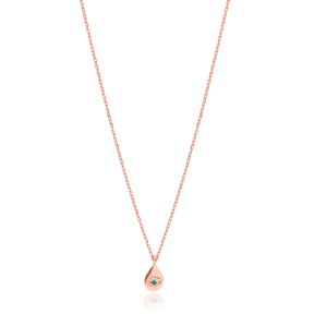 Drop Design Evil Eye Minimal Necklace Turkish Wholesale Sterling Silver Jewelry