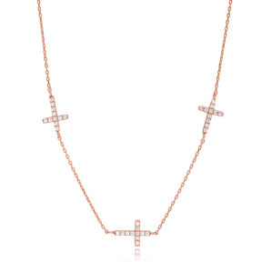 Elegant Cross Design Necklace 925 Sterling Silver Turkish Wholesale Jewelry