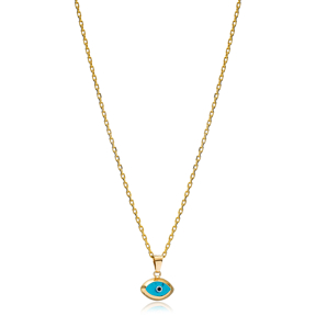 Evil Eye Shape Charm Necklace Wholesale Turkish 925 Sterling Silver Jewelry