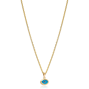 Evil Eye Oval Shape Charm Necklace Wholesale Turkish 925 Sterling Silver Jewelry