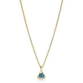Triangle Shape Evil Eye Charm Necklace Wholesale Turkish 925 Sterling Silver Jewelry