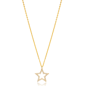 Star Geometric Shape Charm Pendant Turkish Handmade 925 Sterling Silver Jewelry